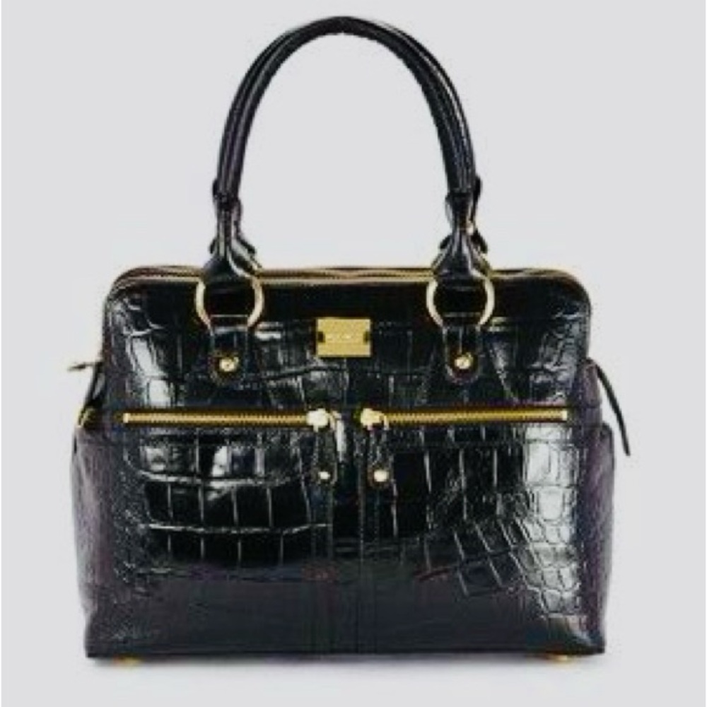 Modalu Pippa Crocodile-Embossed Leather Grab Crossbody Bag